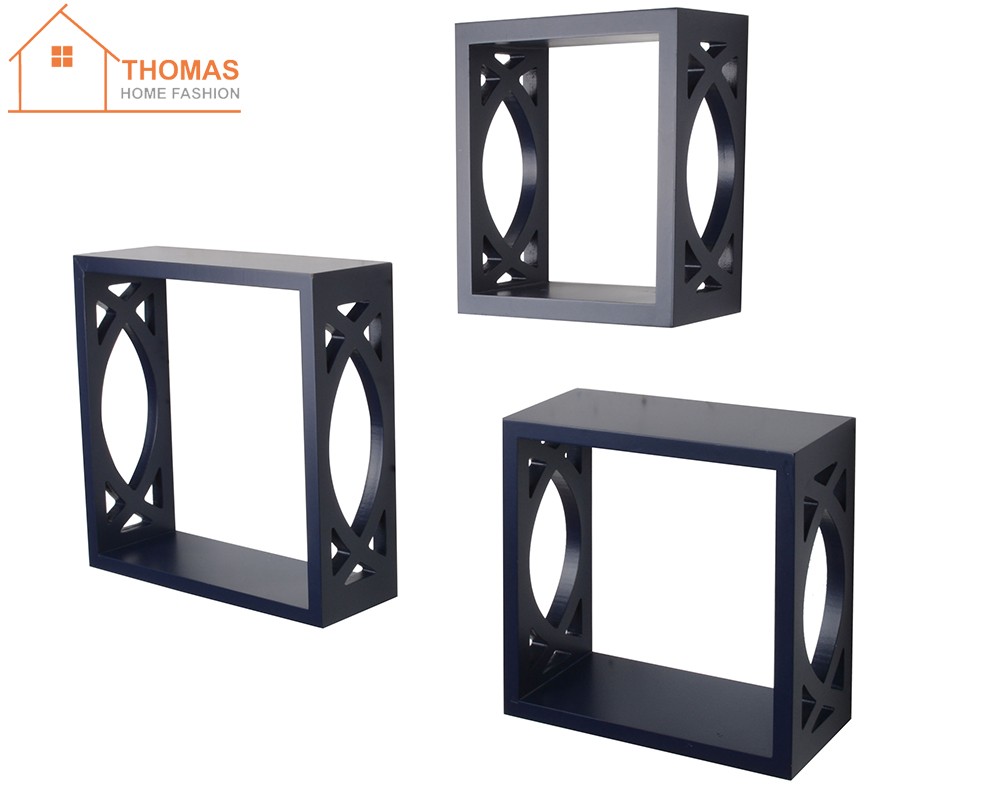 Wooden shelf,TB063,set of 3,Navy blue