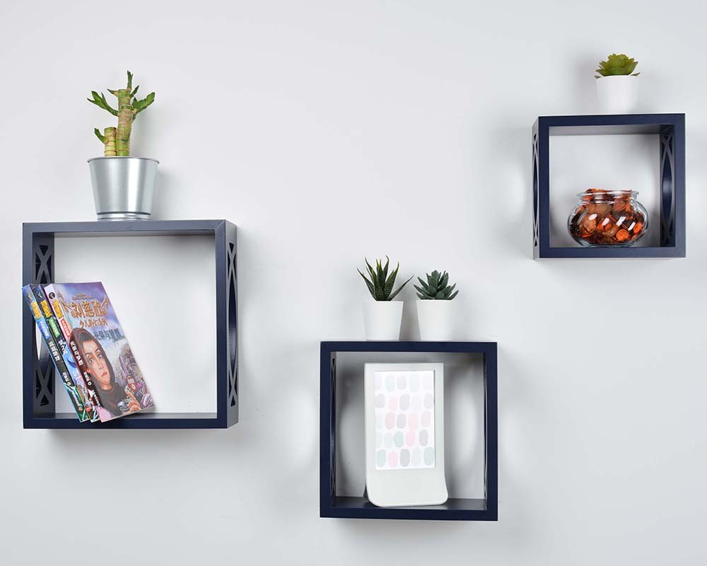 Wooden shelf,TB063,set of 3,Navy blue