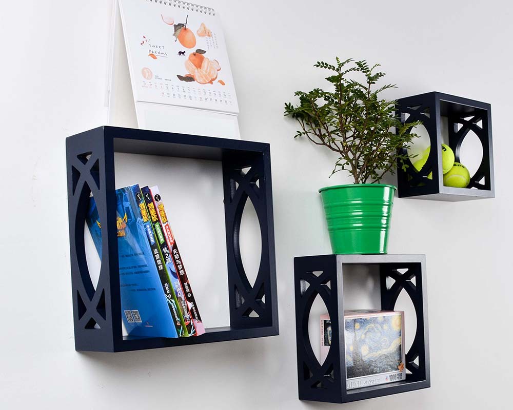 Wooden shelf,TB063,set of 3,Navy blue