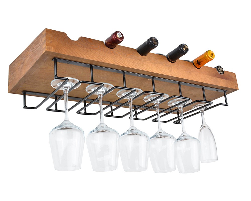 Wine bottle and stemware rack,TA047,Walnut
