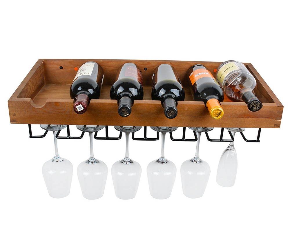 Wine bottle and stemware rack,TA047,Walnut