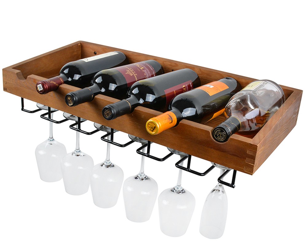 Wine bottle and stemware rack,TA047,Walnut