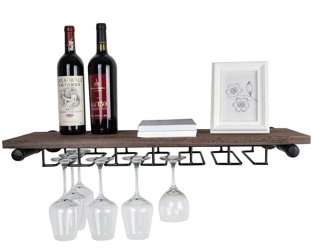 Wooden shelf and stemware rack,TD043