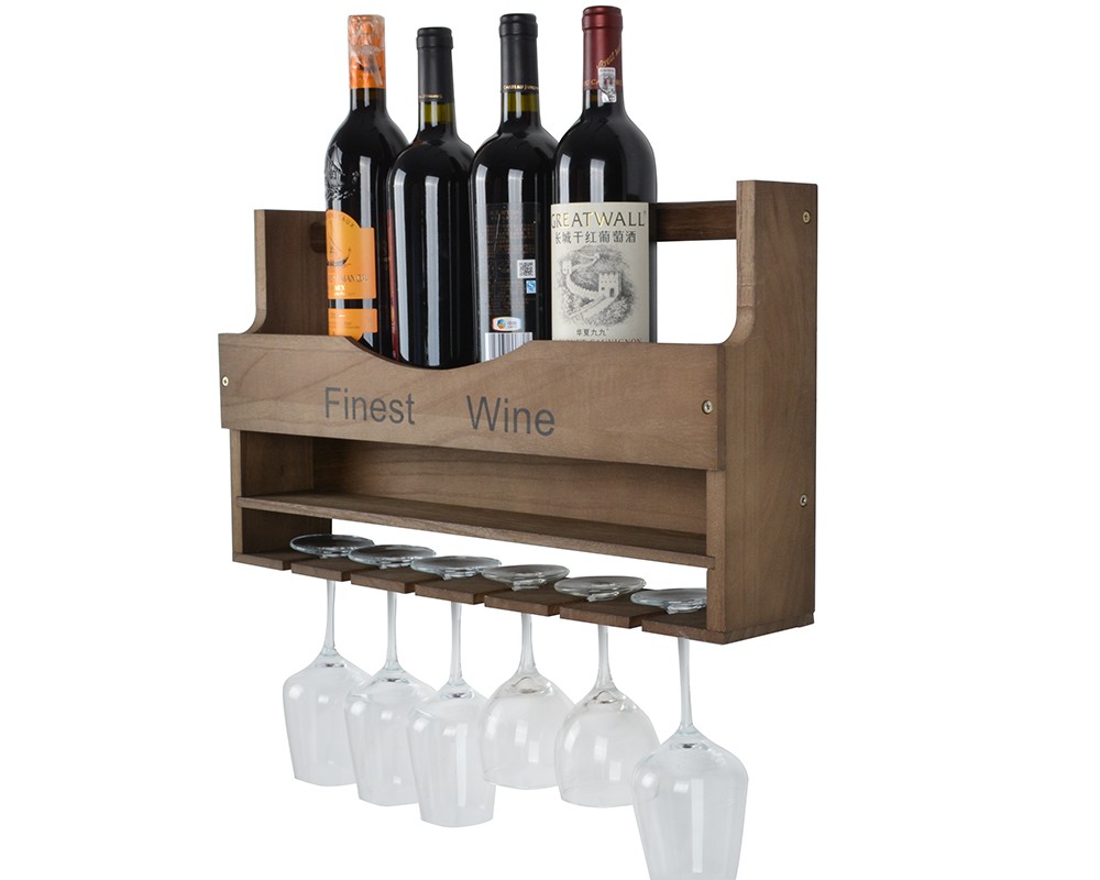 Wooden Wine bottle and stemware rack,cork storage