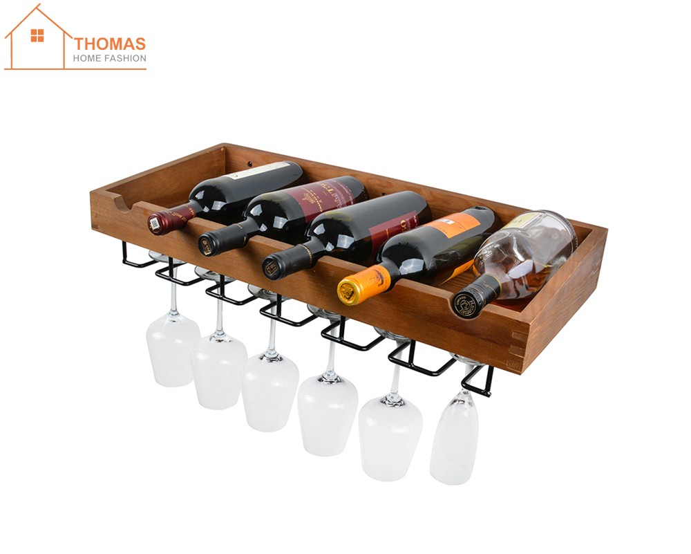 Wine bottle and stemware rack,TA047,Walnut