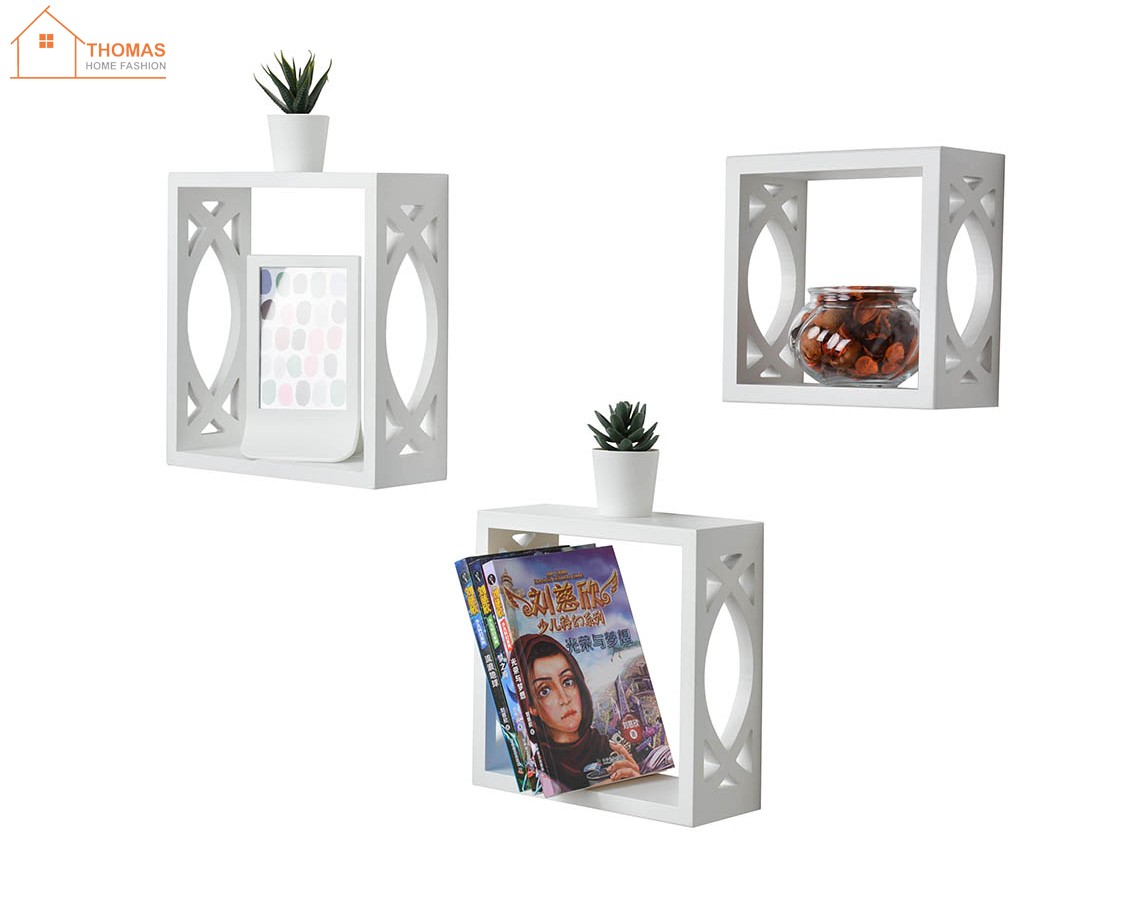 Wooden shelf,TB064,set of 3,White