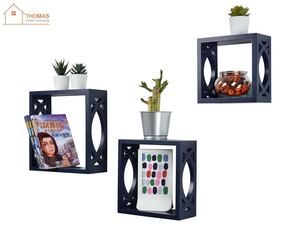 Wooden shelf,TB063,set of 3,Navy blue